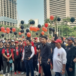 Peringati Peristiwa Kudatuli, Arus Muda Repdem Gelar Aksi Simpatik di Car Free Day Jakarta