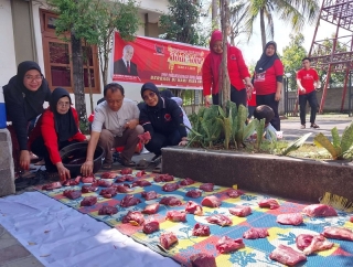 Bertepatan dengan Bulan Bung Karno, PDI Perjuangan Kota Mataram Sembelih Hewan Kurban 