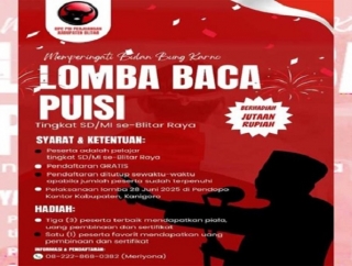 PDI Perjuangan Gelar Lomba Baca Puisi Pelajar SD/MI Se-Blitar Raya Dalam Peringati Bulan Bung Karno