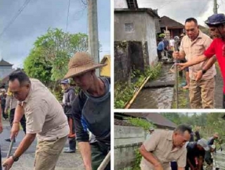 Adi Wiryatama Turun Langsung Bersama Warga Bersihkan Selokan di Banjar Dinas Lebah