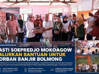 Yasti Soepredjo Mokoagow Salurkan 100 Unit Kompor Kepada Korban Banjir Bandang di Desa Solimandungan