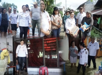 Vanda Sarundajang Turun Langsung Salurkan Bantuan ke Lokasi Bencana Banjir di Kecamatan Tondano Barat
