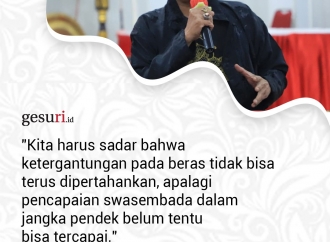 "Kita harus sadar bahwa ketergantungan terhadap beras..."