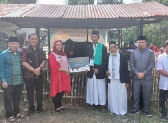 Karolin Serahkan Bantuan Sapi Kurban Jenis Limosin dari Presiden Kepada Warga Riam Panjang