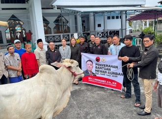 Rio Dondokambey Beri Bantuan 1 Ekor Sapi Kurban kepada Jamaah Masjid Agung Al Falah Kyai Mojo Tondano