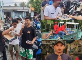 Antrean BBM Tiga Hari, PAC PDI Perjuangan Marga Turun Langsung Bagikan Air dan Masker