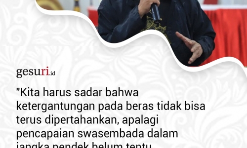 "Kita harus sadar bahwa ketergantungan terhadap beras..."