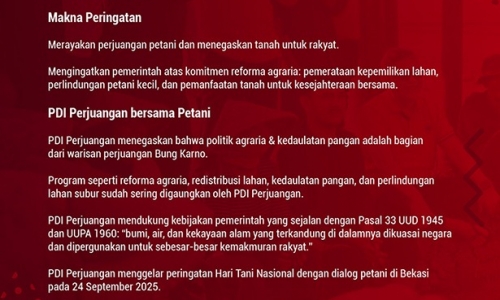 Sejarah Hari Tani Nasional bagi PDI Perjuangan