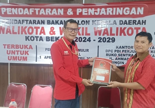 Adi Bunardi Tantang Tri Adhianto di Bursa Penjaringan Bacalon Wali Kota dari PDI Perjuangan Kota Bekasi