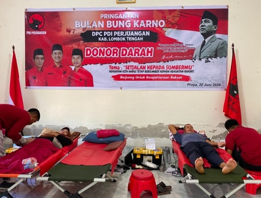Bulan Bung Karno, DPC PDI Perjuangan Lombok Tengah Gelar Donor Darah, Pemeriksaan Kesehatan, Pengobatan Gratis