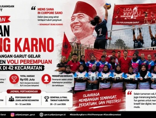 Peringati Bulan Bung Karno, PDI Perjuangan Garut Gelar Turnamen Voli Perempuan di 42 Kecamatan