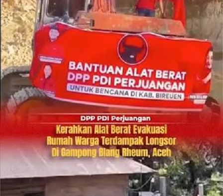 DPC PDI Perjuangan Aceh Tengah Inisiasi Bantu Alat Berat Untuk Warga Terdampak Longsor