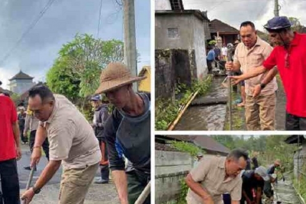 Adi Wiryatama Turun Langsung Bersama Warga Bersihkan Selokan di Banjar Dinas Lebah