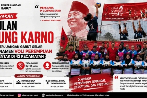 Peringati Bulan Bung Karno, PDI Perjuangan Garut Gelar Turnamen Voli Perempuan di 42 Kecamatan