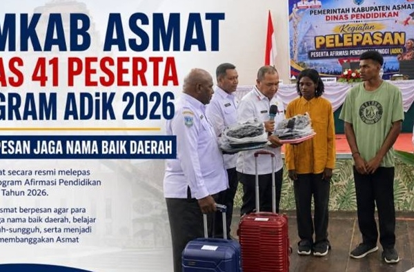Pemkab Asmat Lepas 41 Peserta Program ADiK 2026, Wabup Minta Jaga Nama Baik Daerah