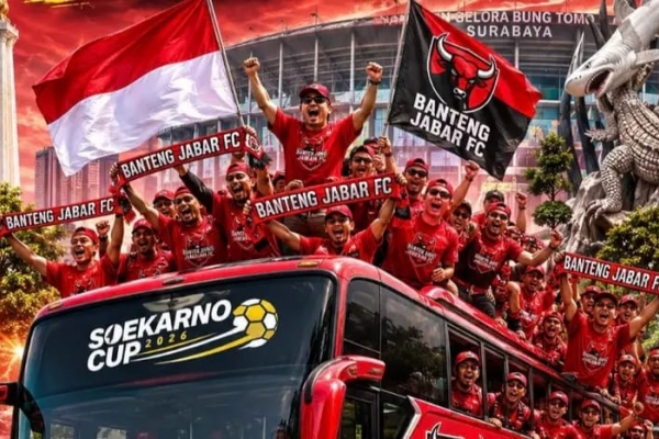 Kawal Final Soekarno Cup 2026, Rombongan DPC PDI Perjuangan Kota Depok Bertolak ke Surabaya