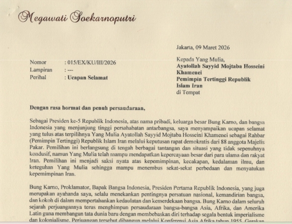 Inilah Isi Surat Ucapan Selamat Megawati ke Pemimpin Tertinggi Iran yang baru, Mojtaba Khamenei