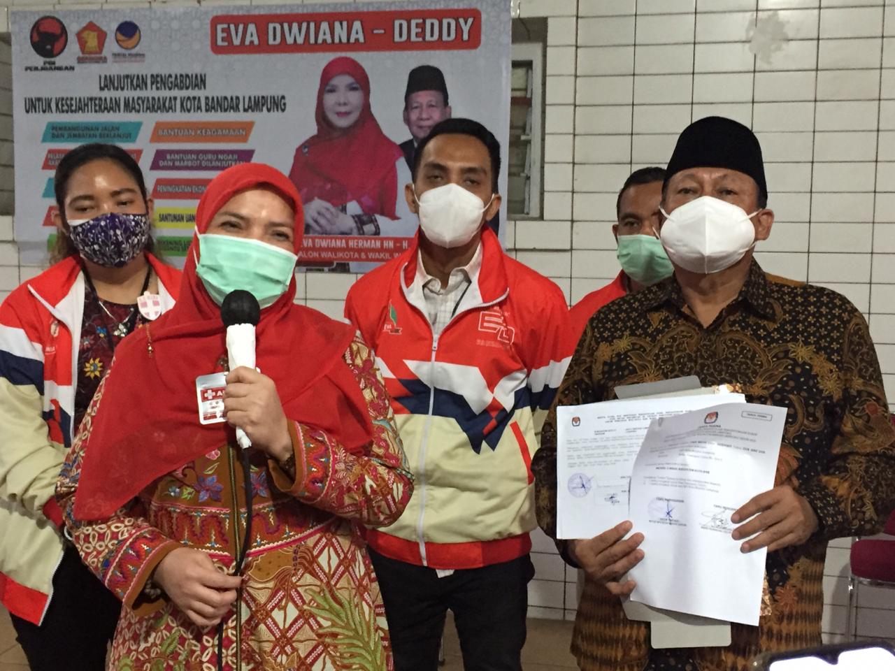 Eva-Deddy Dinyatakan Menangi Pilwalkot Bandar Lampung