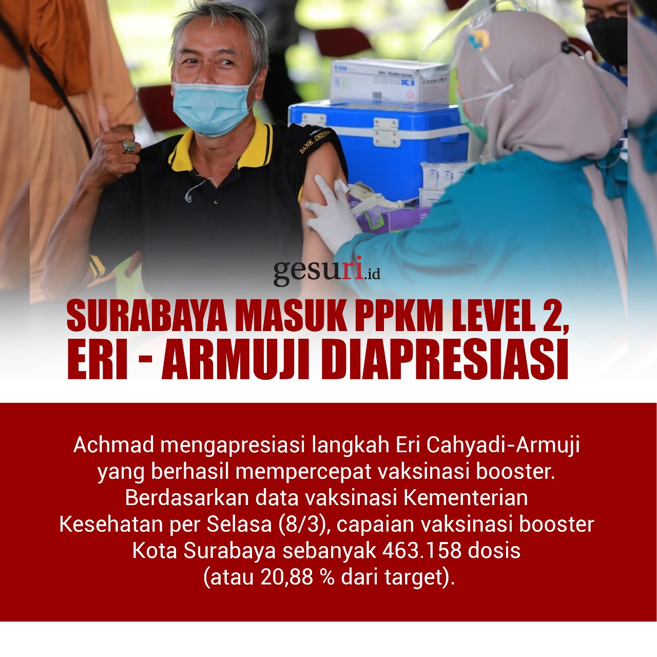 Surabaya Masuk PPKM Level 2, Eri-Armuji Diapresiasi (3/3)