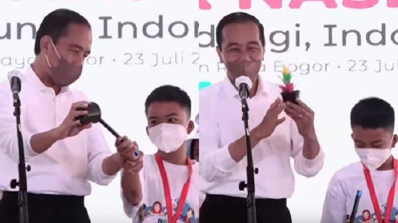 Hari Anak Nasional, Jokowi Bermain Sulap di Depan Anak-anak