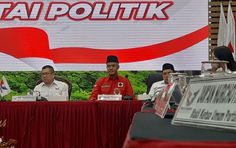 Ganjar Saksikan Megawati dan Hary Tanoe Teken MoU Kerja Sama Politik